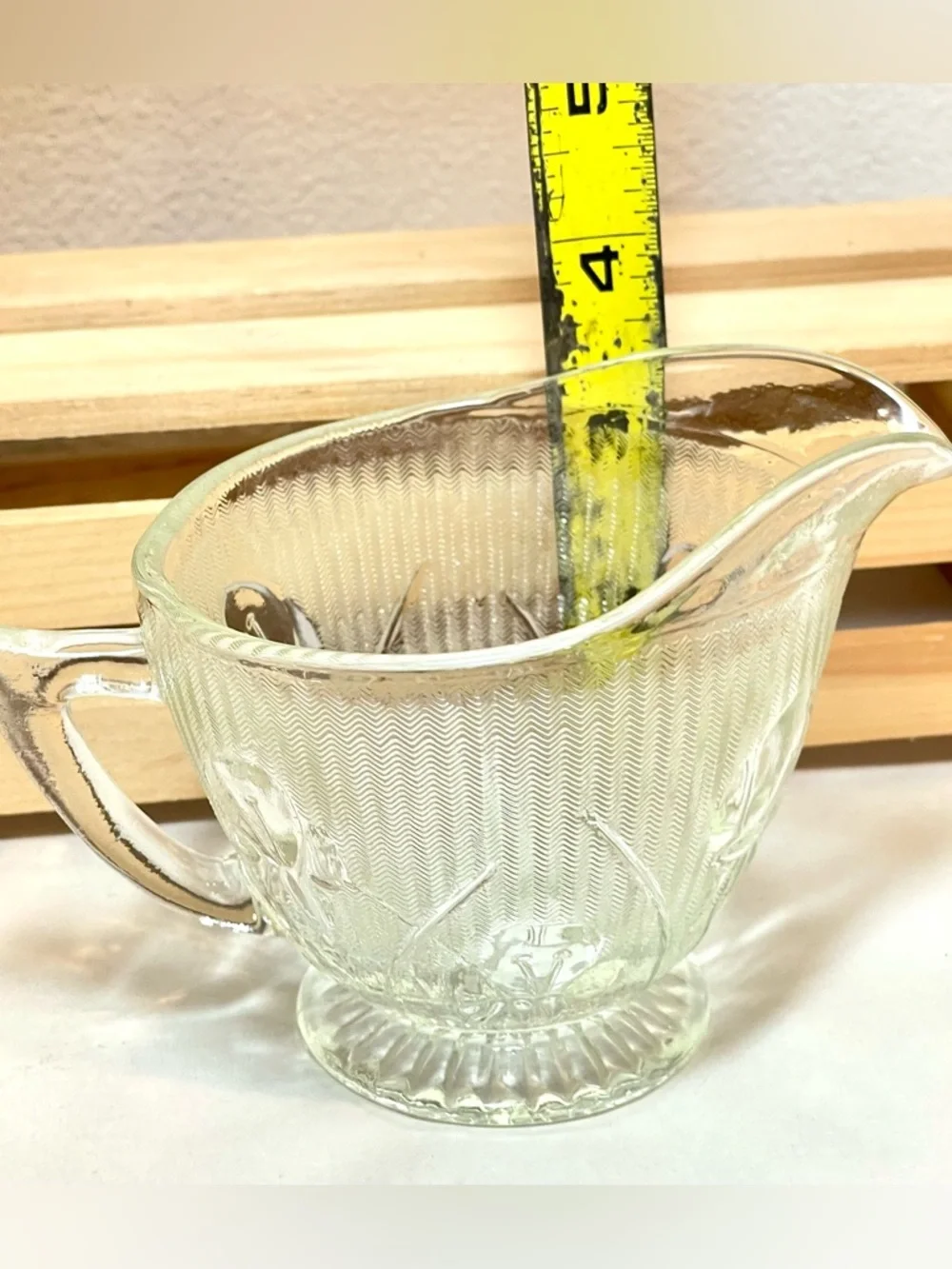 ☀️☀️2/$10 Jeannette Glass “Iris and Herringbone” Pattern Pressed Glass Creamer